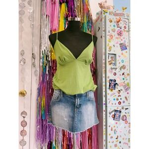 Vintage Y2K 2000s green long tank/ dress